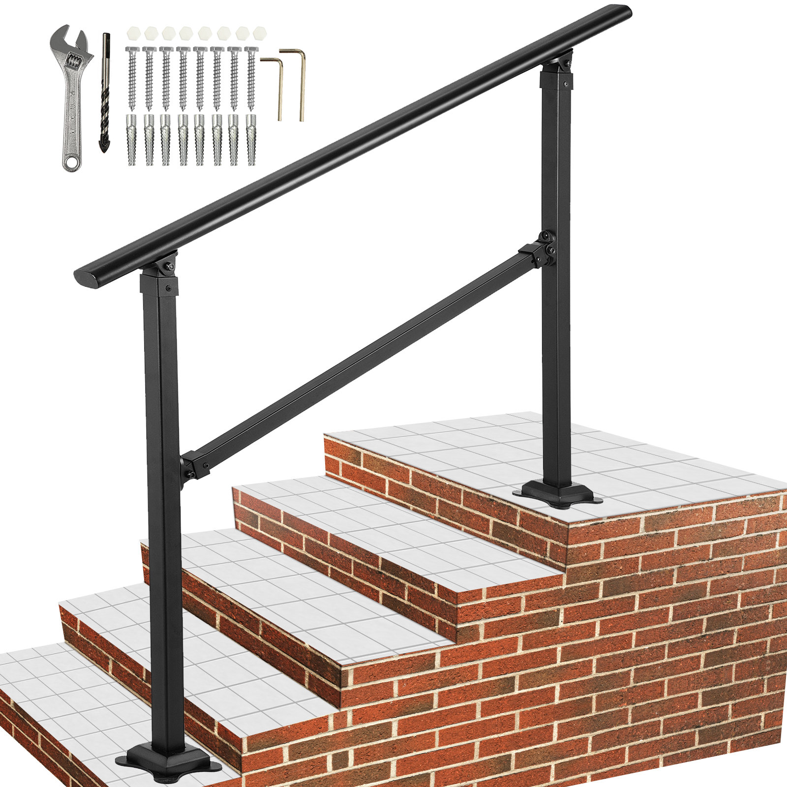 HOMLUX Lovmor Hand Rails for Outdoor Steps, Wrought Iron Railing, Porch And  Stair Railing Kit & Reviews