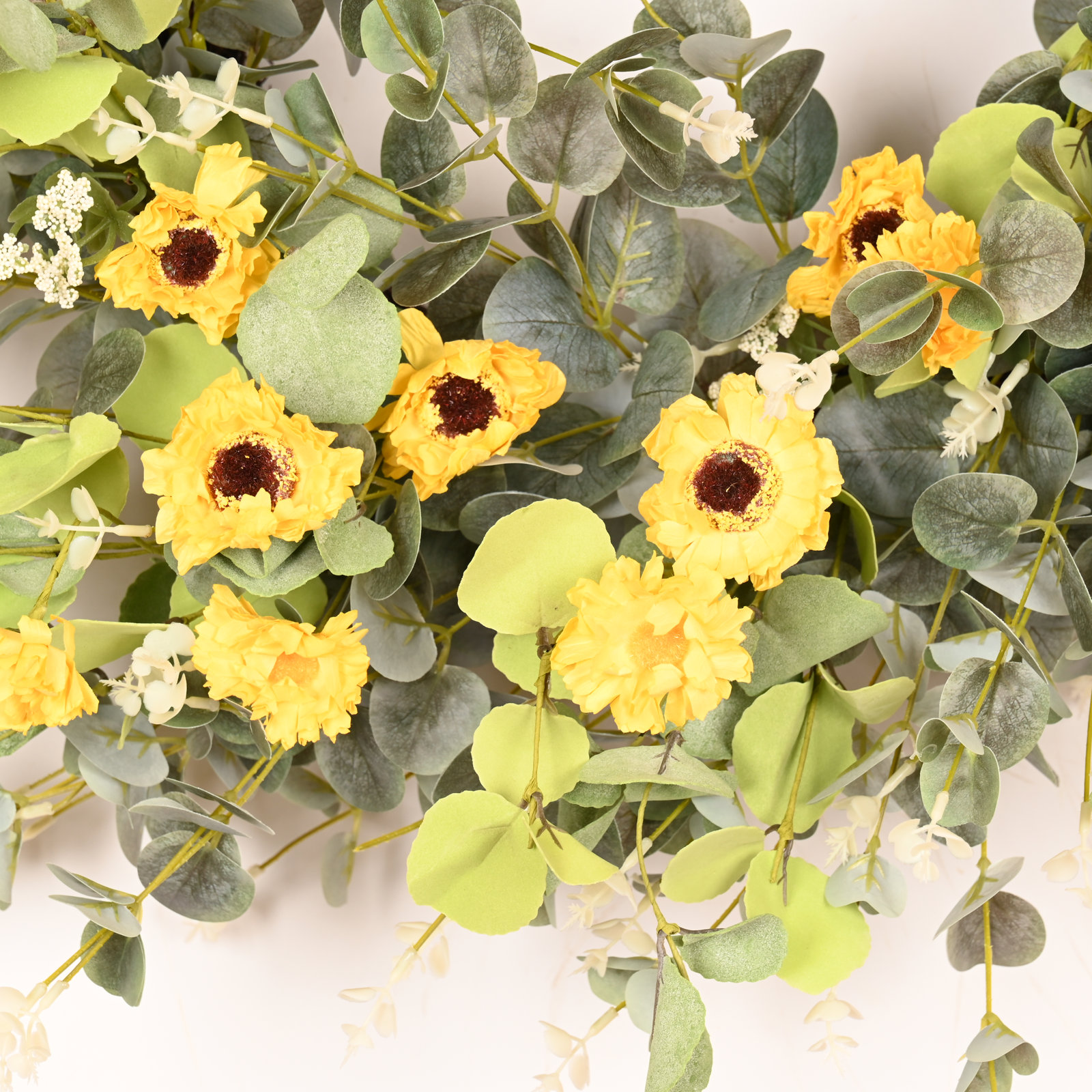 26" Artificial Everyday Eucalyptus Berry Daisy Front Door Wreath, Yellow