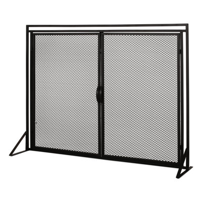 Matte Black Iron Fireplace Screen - Block Fire Risks, 31.15"H X 40.88"W Contemporary Stylish ,