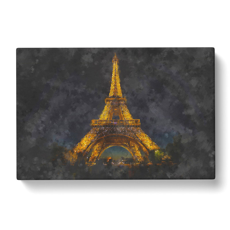 The Eiffel Tower in France at Night - Wrapped Canvas, 50cm H x 76cm W x 3cm D