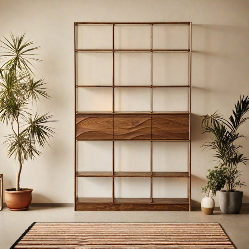 Bibliothèque en bois massif de style simple