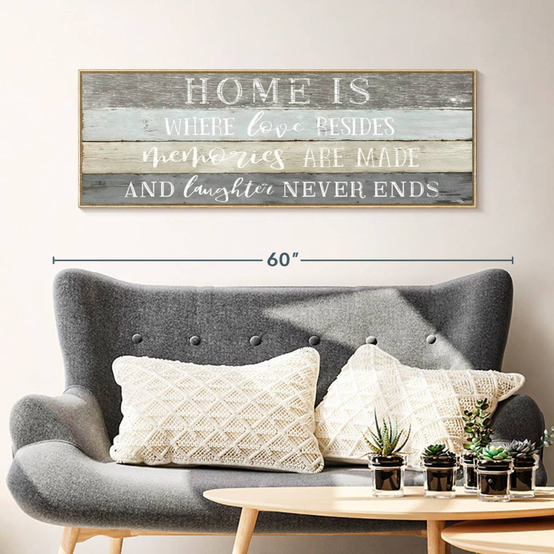 Enseigne murale Home Is Where Love Resides, 46 po x 16 po, Cadre flottant en bois naturel