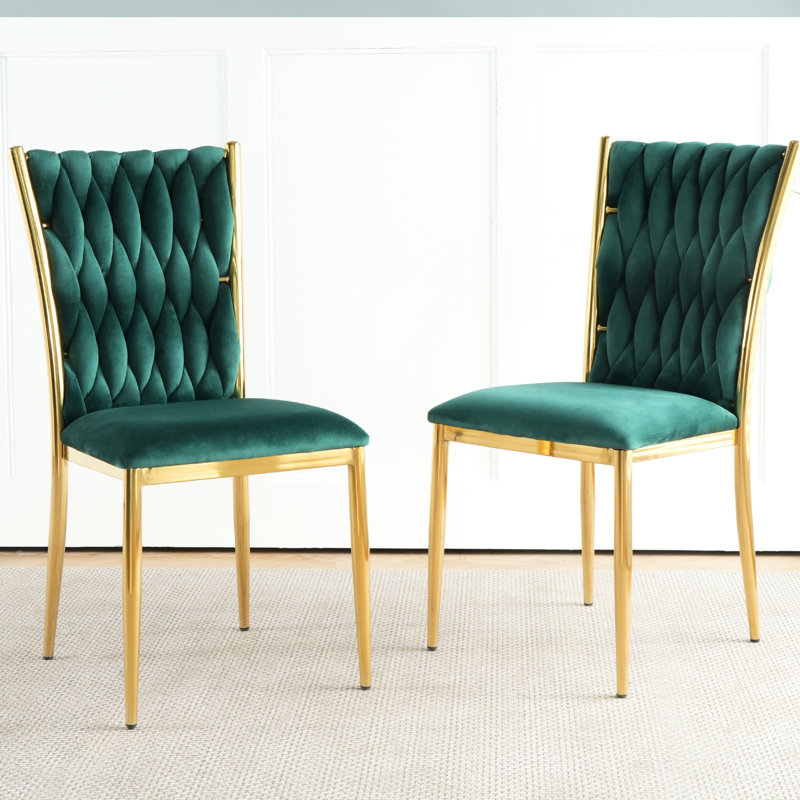 Velours de 2 chaises de salle à manger, lignes lisses près de la taille, tissu en lin perméable à l'air, installation facile pour le confort des bras, essuyer,