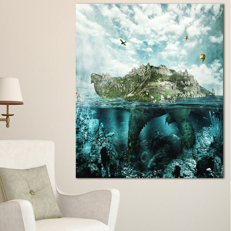 « island like grande tortue », impression sur toile tendue, H 40 po x l 30 po x P 1 po