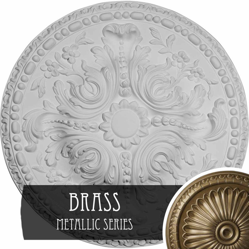 Médaillon de plafond 19 5/8 "x P 3/4" P Amelia (convient aux auvents jusqu'à 2 3/8 "), Laiton