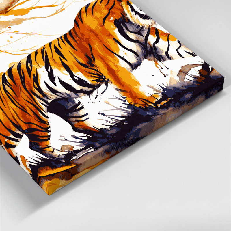 «Big Cats Golden Tiger», art mural sur toile beige, H 20 po x l 24 po