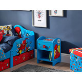 Spider-Man Bedside Table: Sturdy Engineered Wood Construction featuring a 2-tier Design for Ample Storage, Small Side Table with Drawer and Storage Shelf for Kid's Bedroom