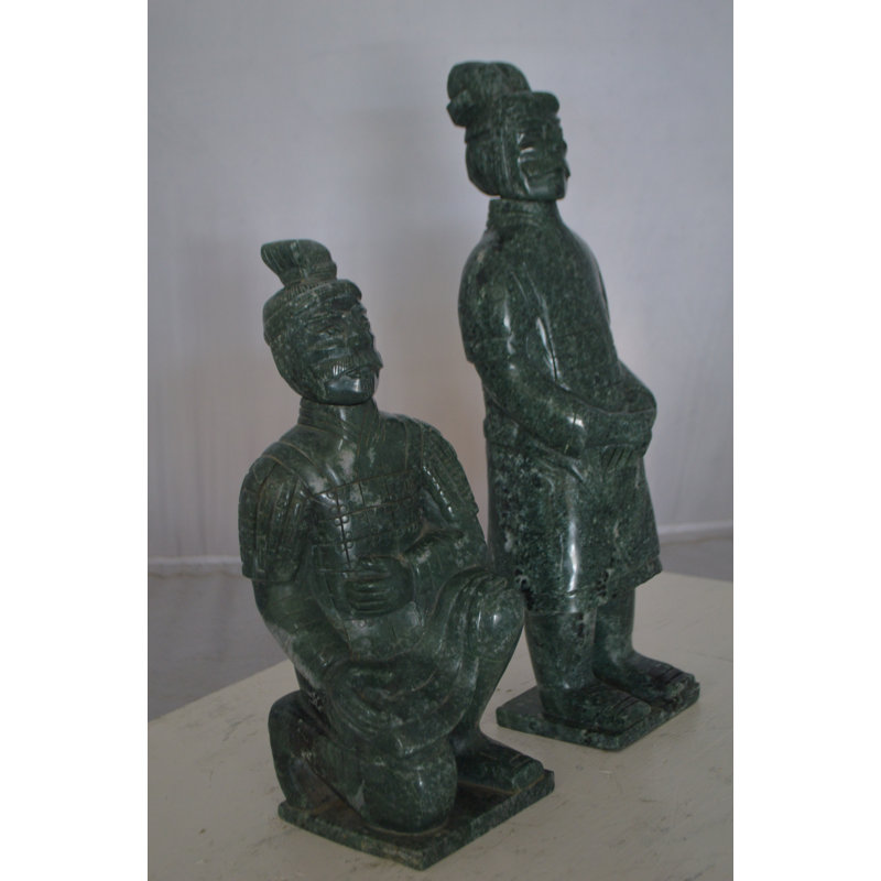 Paire de Guerriers japonais en jade - Taille: L 6 po x l 5 po x H 17 po