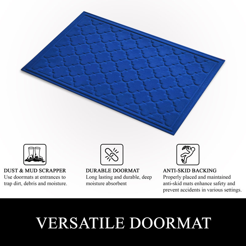 Tapis d'entrée antidérapant Olanna, Bleu