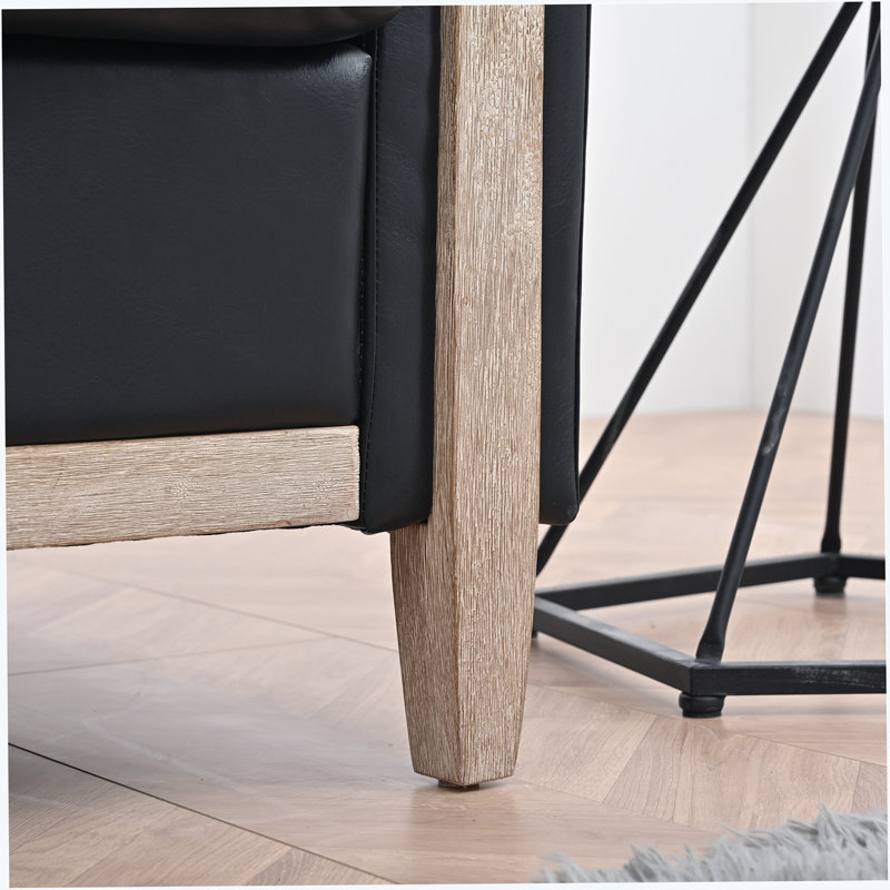 Chaise d'appoint rembourrée Rashieka, Similicuir noir