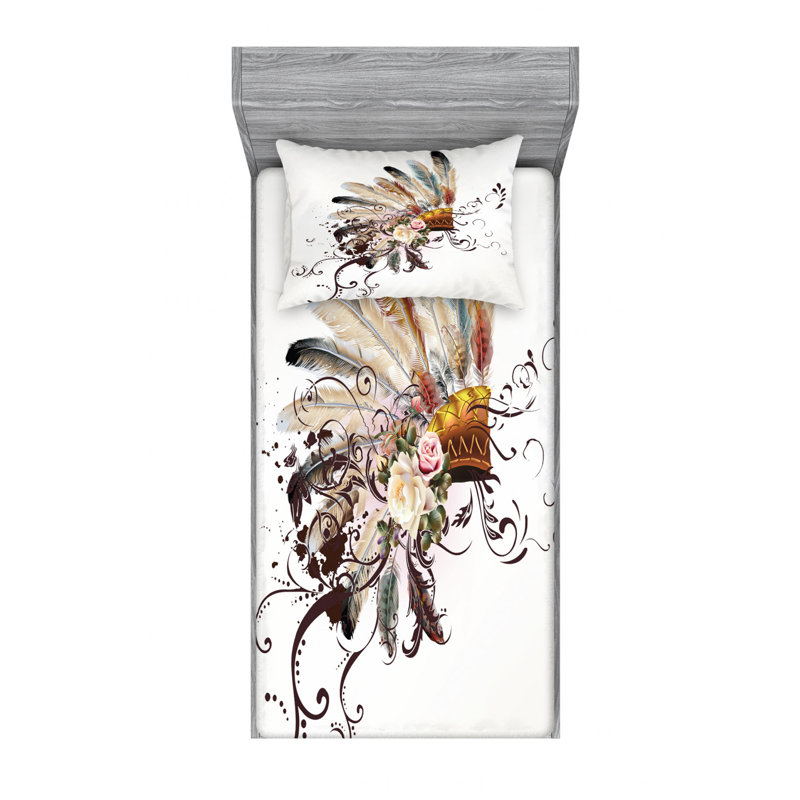 Microfiber Floral Sheet Set, Twin Sheet Set with Fitted Sheet