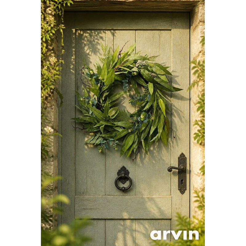 24" Foliage Eucalyptus Bay leaf Willow Wreath