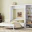 Grand lit escamotable mural avec tablettes, blanc
