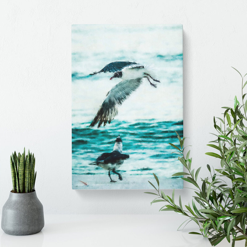 Two Seagulls On The Beach - Wrapped Canvas, 50cm H x 35cm W x 3cm D