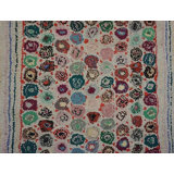 Antique American Penny Folk Art Pattern Very Long Hooked Hallway Runner Rug