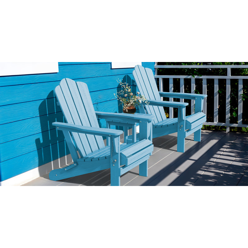 Chaise Adirondack pliante en plastique / résine Wolak, Bleu