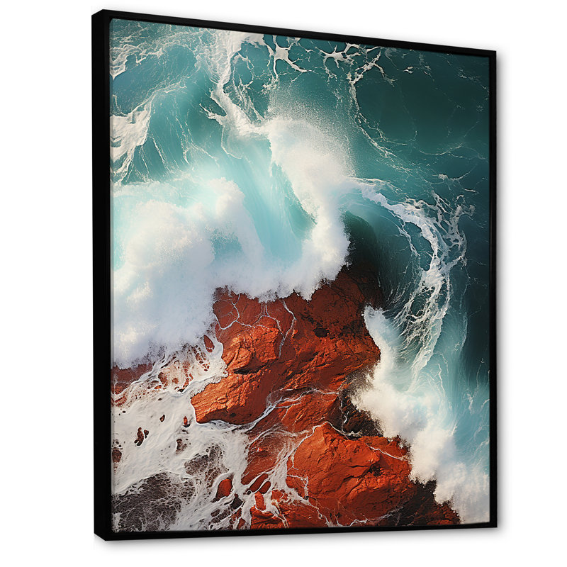 «Red Green Wave», impression sur toile, H 40 po x l 30 po x P 1,5 po, Cadre flottant noir