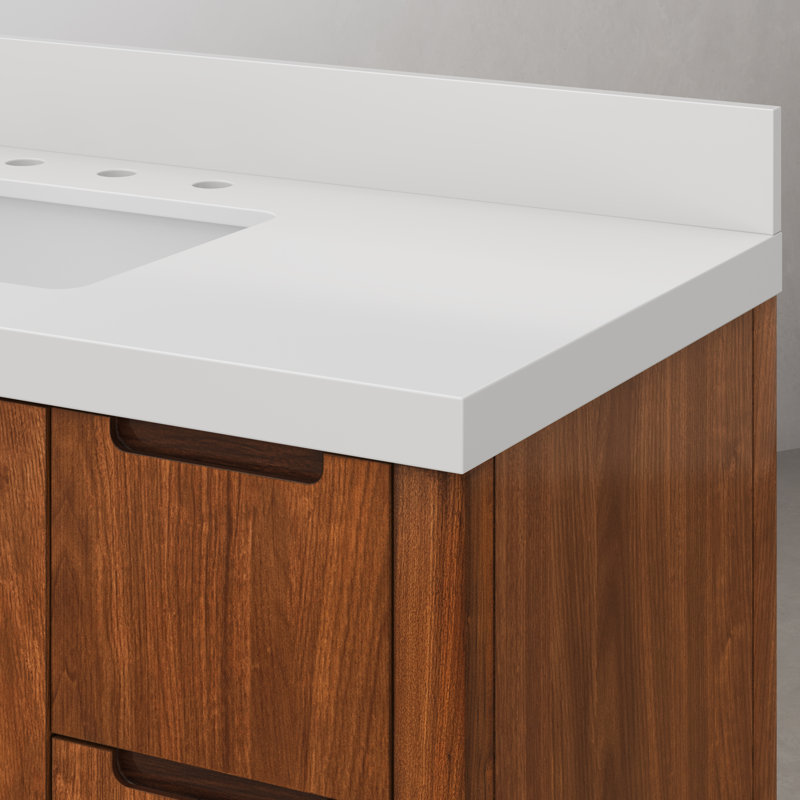 Sequoia 48 In. Single Sink Whitebrook Quartz Countertop Bath Vanity in Mango Wood With ORB Faucet, Noir Juglans