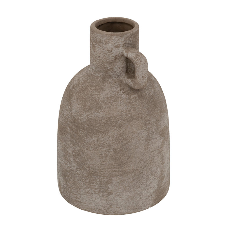6.5X6.5X10" Decorative Terracotta Jug Vase With Weathered Gray Finish