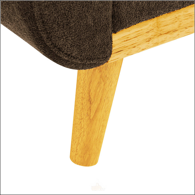 Canapé capitonné 67,7 po de largeur Mid-Century avec pieds en bois, H 34,6 po x l 29,9 po x P 67,7 po, Kaki