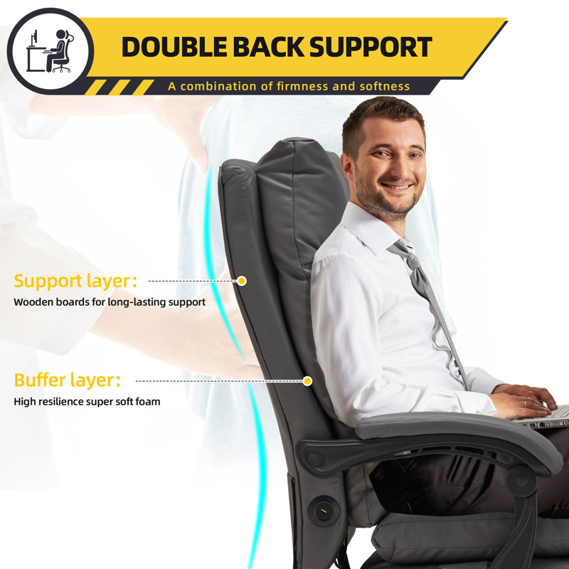 Megaan Executive Chair with Headrest, Dark Gray