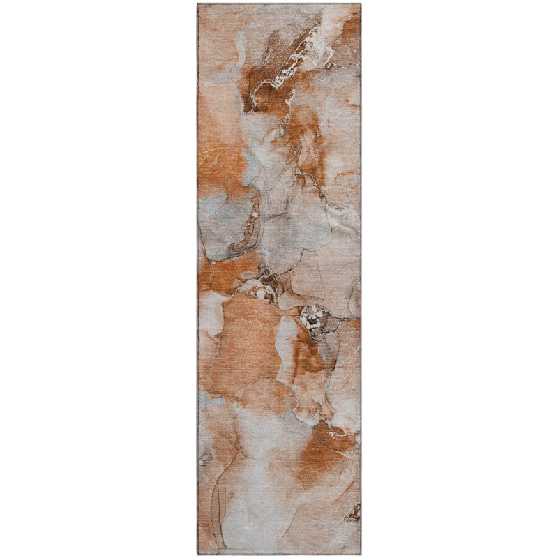 Premium Machine Washable Cerrito AMF526 Paprika Rug, Runner 2'3" x 7'6"