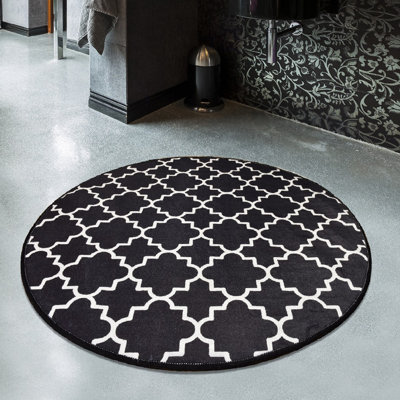 Non-Slip Bathmat, 39.4 in Diameter, 100% Polyester, 700 g/m² | Antiallergic, Dust & Stain Repellent, Machine Washable at 86°F | Ideal for Bathroom Safety & Comfort, Easy Care and Maintenance