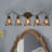 Vintage Rustic Amber Glass Wall Sconce Set With 5 Scrolled Bronze Lights