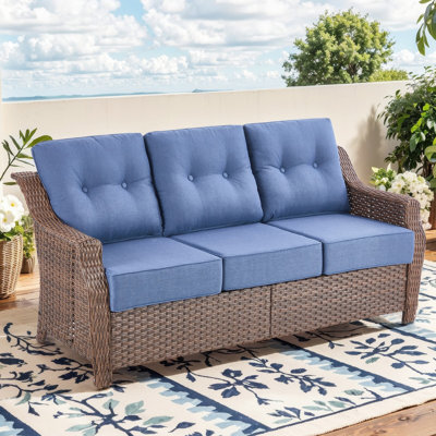 Canapé d'extérieur droit de 75 po de large avec coussins de 6 po Circlarmino