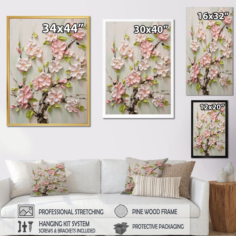 Chrysafo " Apple Blossom Impasto I ", Gold Picture Framed, 32" H x 24" W