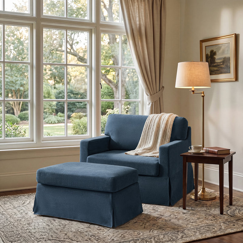 Ensemble de 2 fauteuils surdimensionnés avec repose-pieds avec repose-pieds Cario, Marine, 1