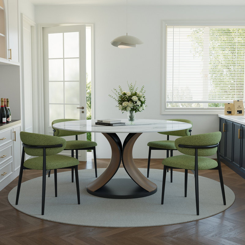 Ensemble de salle à manger 5 pièces, H 29,52 po x l 47 po x P 47 po, Enneigé, Vert