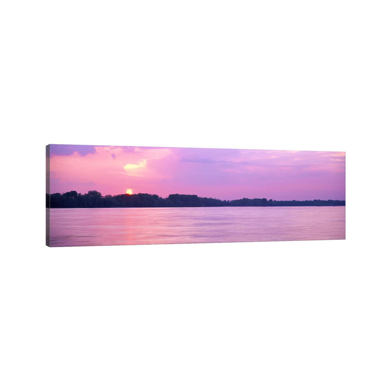 Sunset Mississippi River Memphis TN USA - Wrapped Canvas Panoramic Print, 30.48 cm H x 91.44 cm W x 1.91 cm D