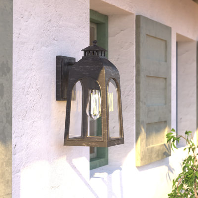 Claudel 14.25 in. H 1-Light Brushed Charcoal Dusk to Dawn Sensor Traditional Outdoor Wall Sconce, Rust-Resistant Aluminum, Clear Glass Shade for Exterior Porch Patio Front Door or Garage