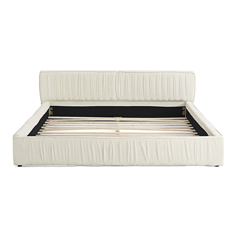 Lit plateforme tapissier, Beige