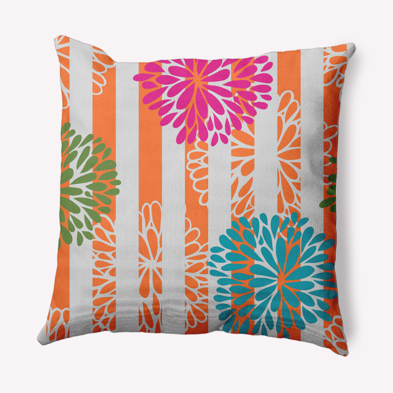 Floral Reversible Throw Pillow, 26" x 26", Orange