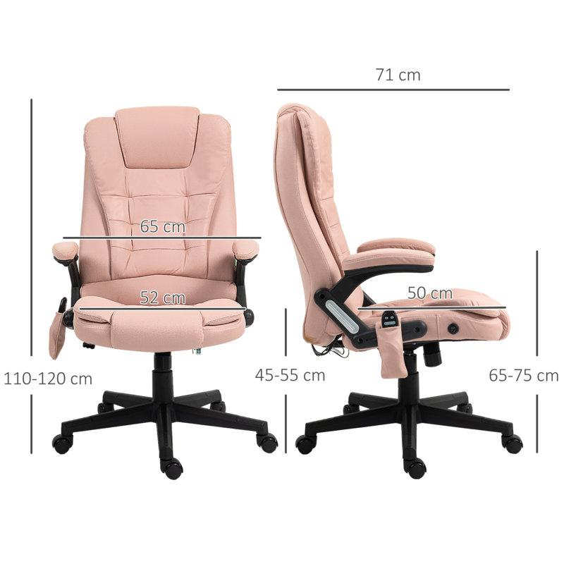 6 Point Vibrating Massage Office Chair With Heat, Microfiber High Back Executive Office Chair With Reclining Backrest, Padded Armrests And Remote