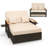 Patio Rattan Daybed Set w/ Cushioned Loveseat & Storage Ottoman-148147956