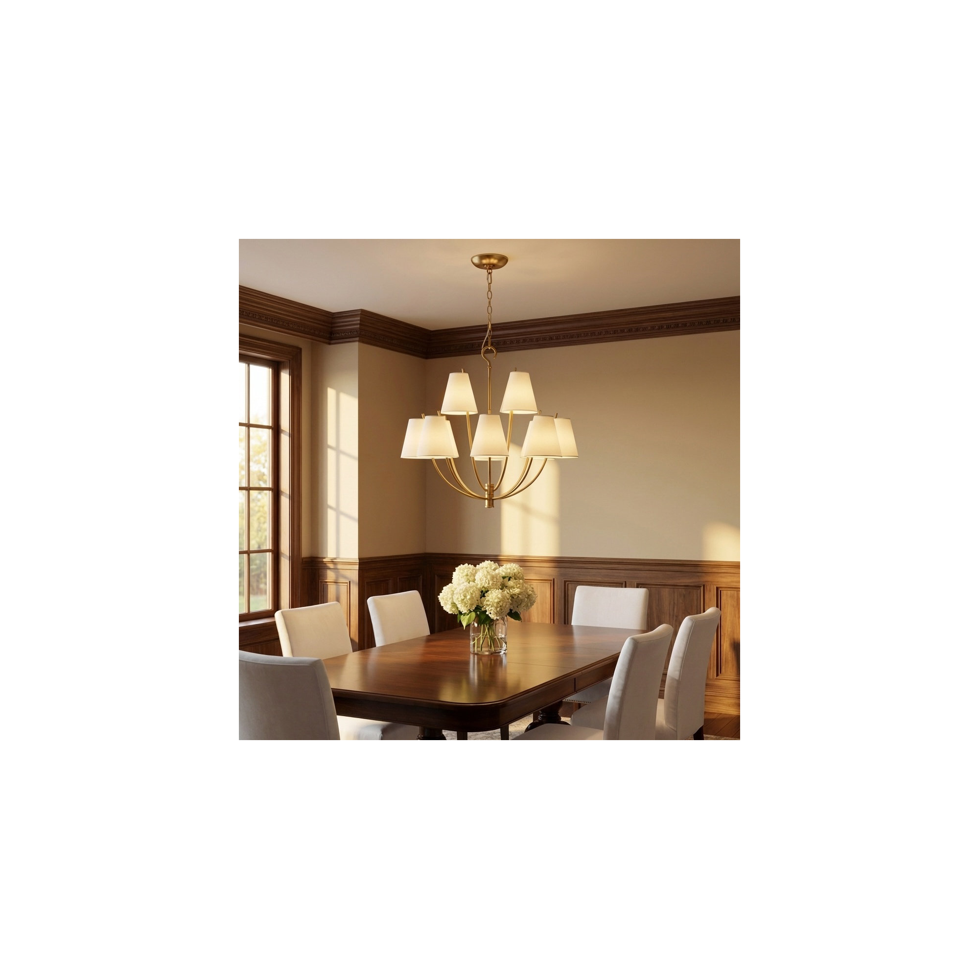 Reyes Chandelier, Burnished Brass, 116.63" H x 30" W  x 30" D