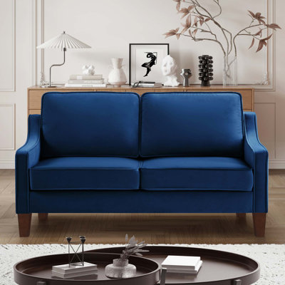 Plush Velvet Loveseat with Spring Cushions and Removable Covers