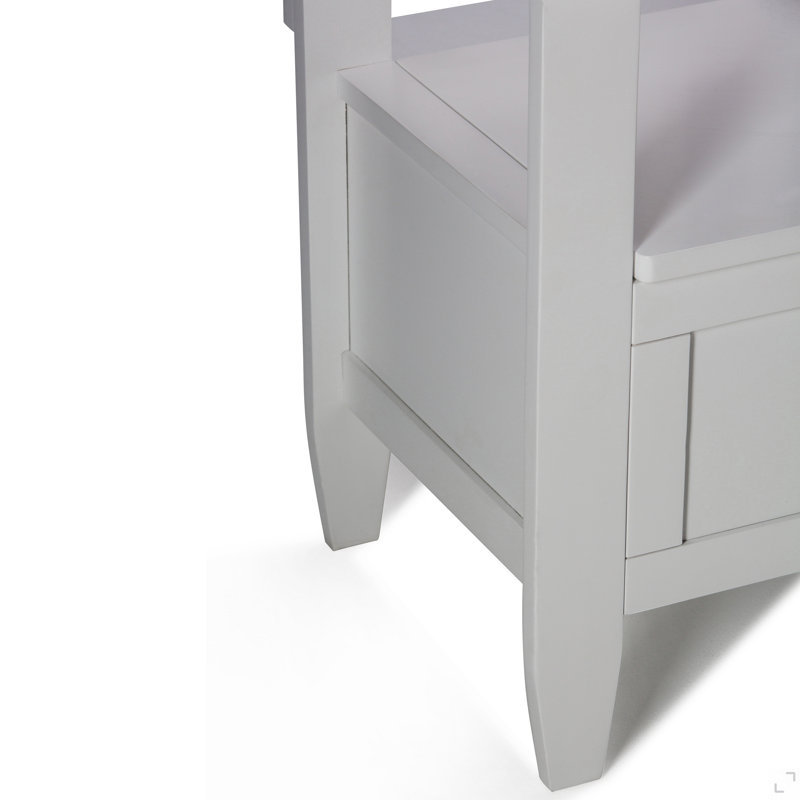 Wooden Storage Bench With Backrest, White