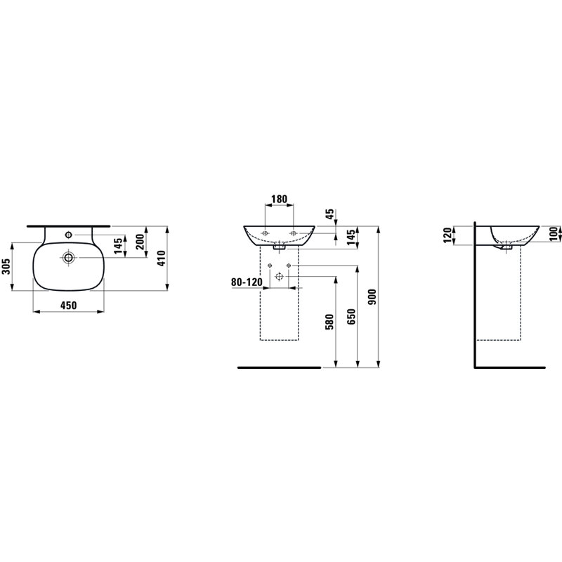 Ino 17.72'' W Single Vanity, White Matt, Single Hole, Right Hinge