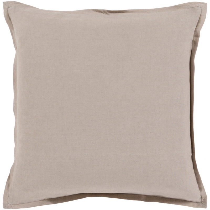 Orianna Linen Throw Pillow, 18" x 18", Beige, Down