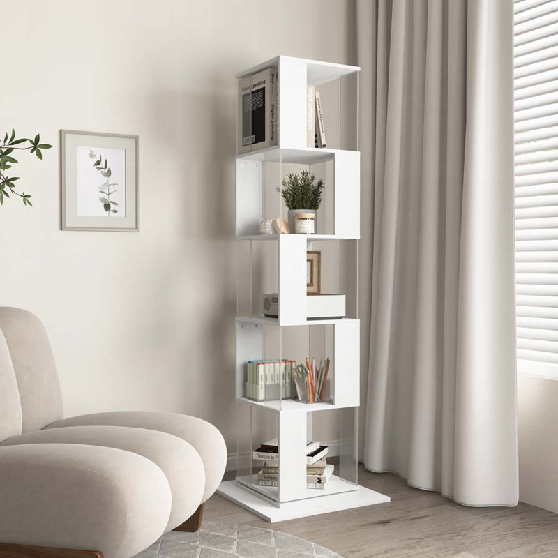 5 Tier Large Open Bookshelf, White