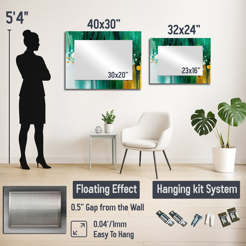Miroir mural Mute Floral, 30 po x 40 po