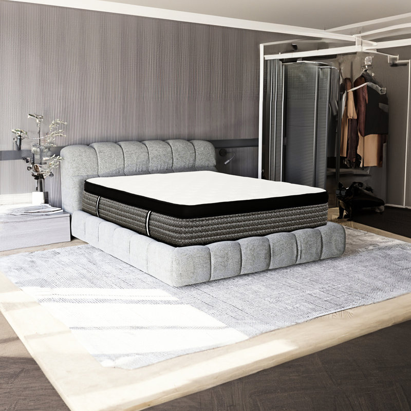 Grand matelas de 16 po, mousse à mémoire de forme gélifiée Euro Top, ressorts ensachés, fonction de refroidissement, faible transfert de mouvement, conforme aux normes américaines