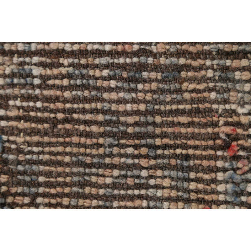Tapis décoratif en laine noué à la main de conception unique 6 pi x 10 pi 4 po Ivoire/gris