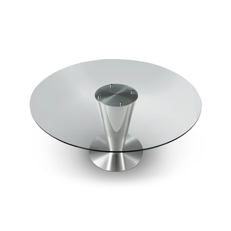 Breit Round Glass Top Metal Base Dining Table