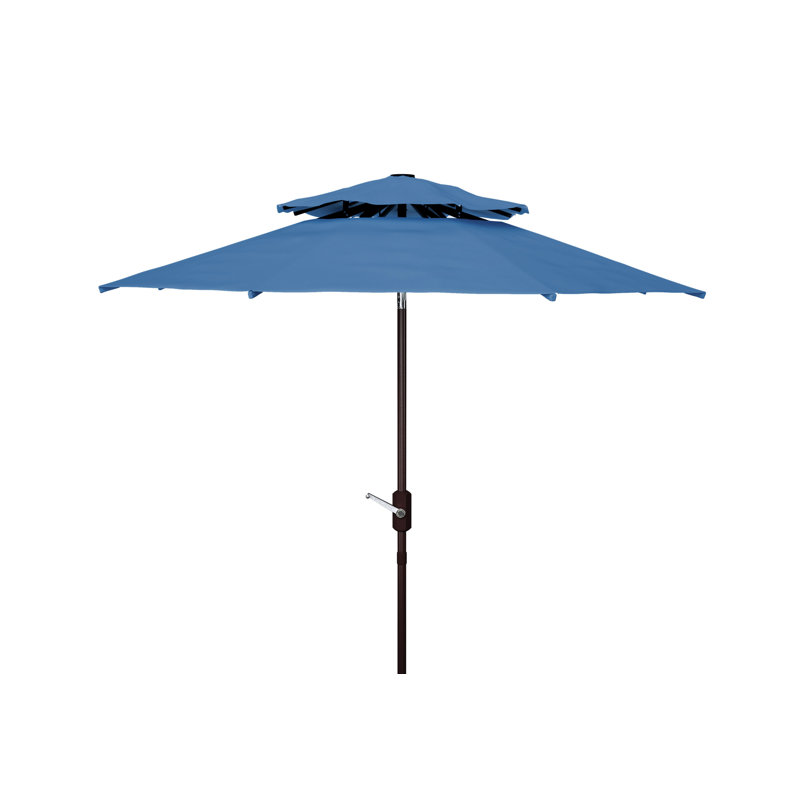 Parasol de marché 9 pi Arnone, Bleu pastel / Blanc