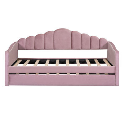 Upholstered Daybed With Trundle ,Velvet Sofabed With USB Charging Ports,No Box-Spring Needed
